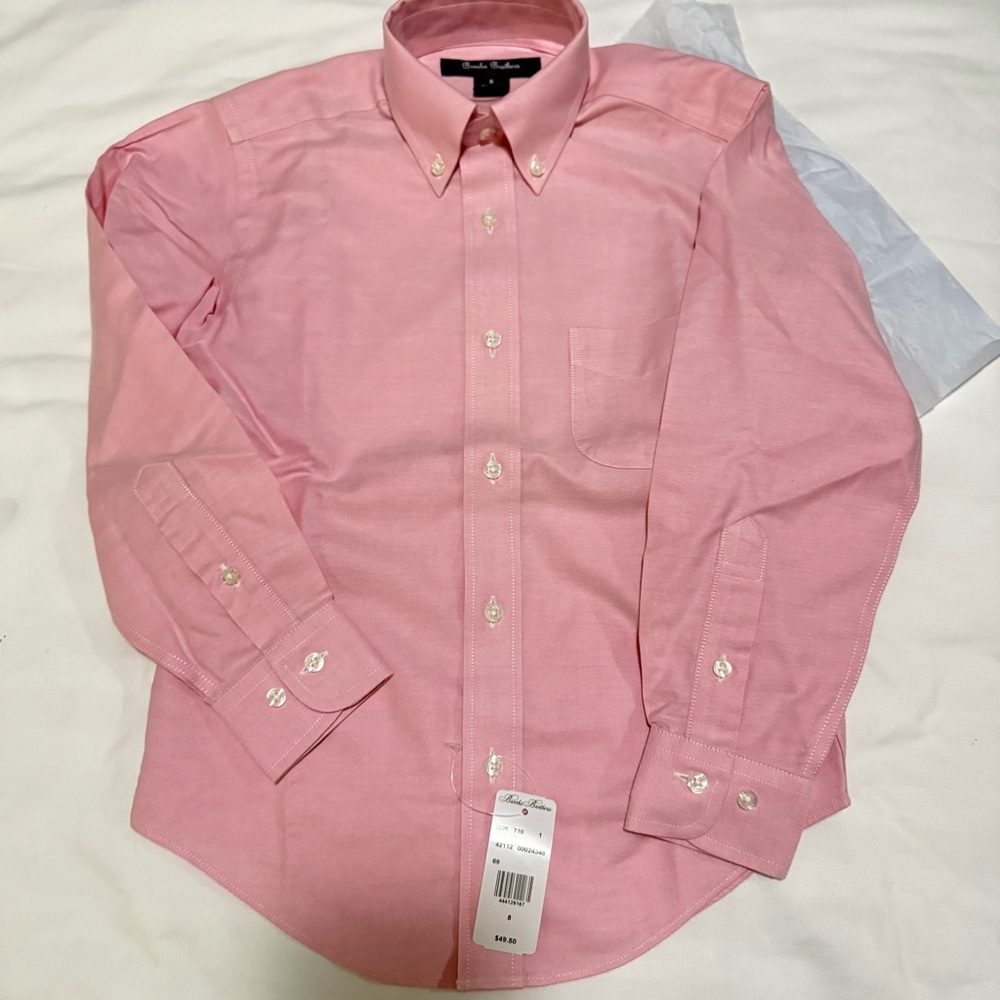 NWT Brooks Brothers Classic Pink Dress Shirt for Boys Size 8